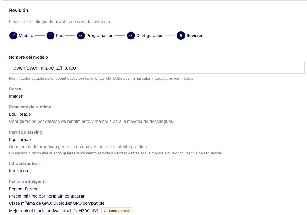 Nombre del endpoint de Qwen Image 2.1 Turbo y selección inteligente limitada a Europa en QDivZero